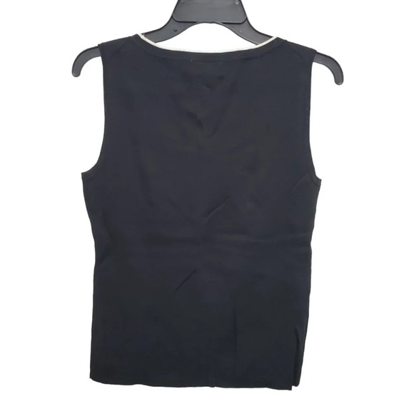 Ann Taylor LOFT Women's Black Preppy Rayon Blend Ribbed Knit Sleeveless Shell S‎ - Picture 5 of 5